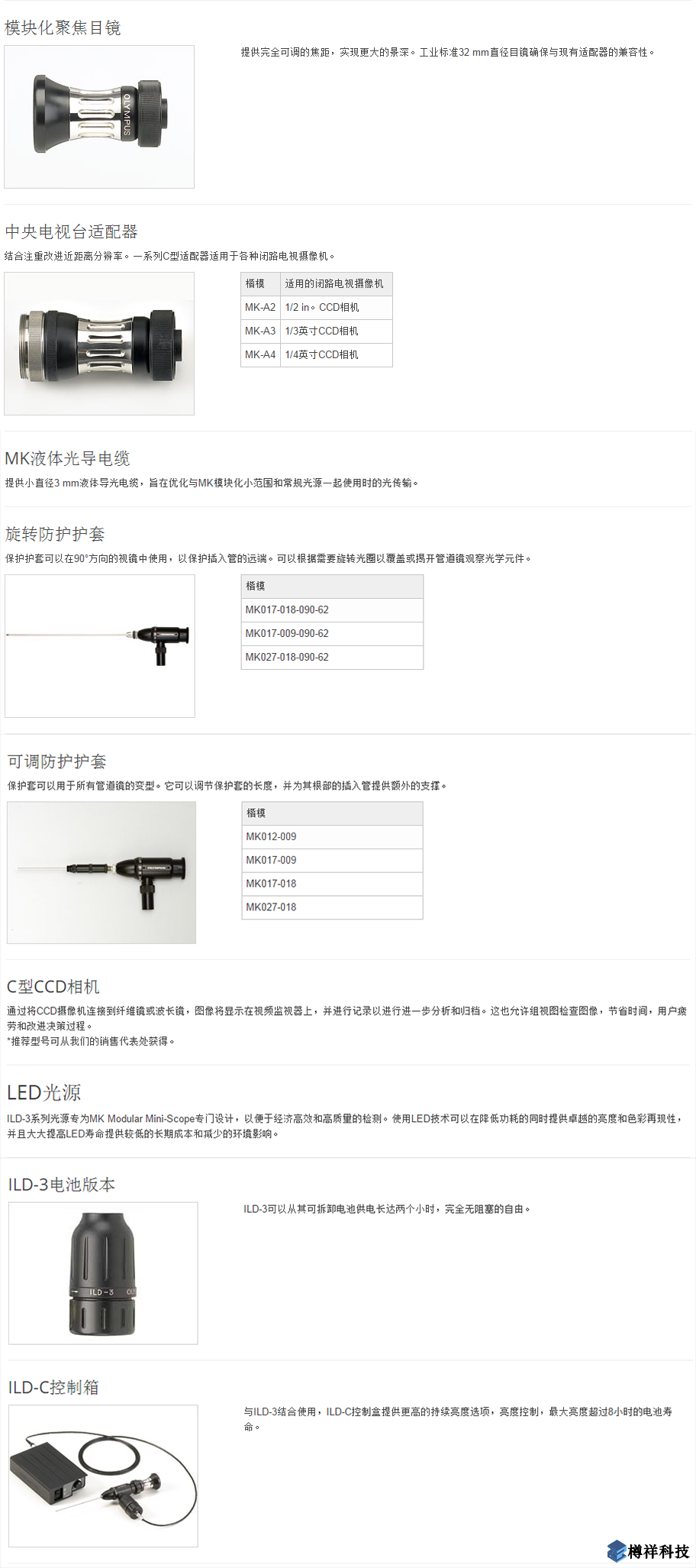 奧林巴斯MK模塊化小范圍工業視頻內窺鏡產品配件