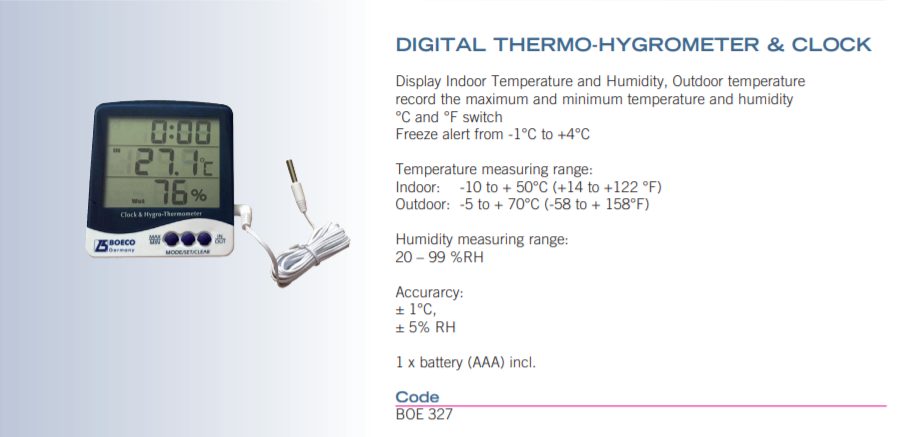 數字溫濕度計和時鐘327